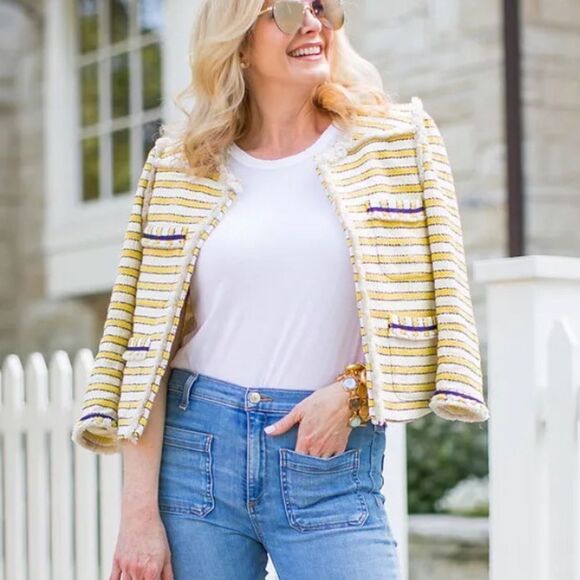 New Veronica Beard Talie Dickey Jacket w/ Frayed Trim Size 8 - Picture 15 of 15